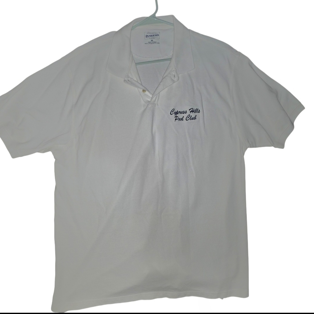 White Pendleton Polo Cupress Hills‎ Pool Club Mens XL Cotton Preppy Summer Golf